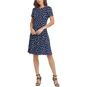 NWT DKNY Navy Polka Dot Dress Size 4